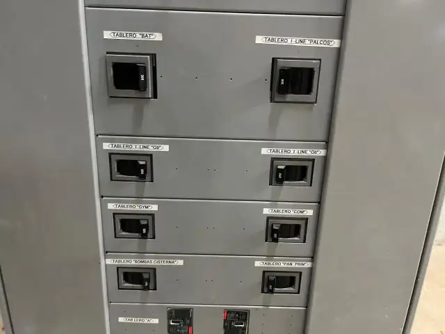 Tablero con interruptores etiquetados por circuito